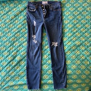 Free people high rise ankle distressed jeans size 30
